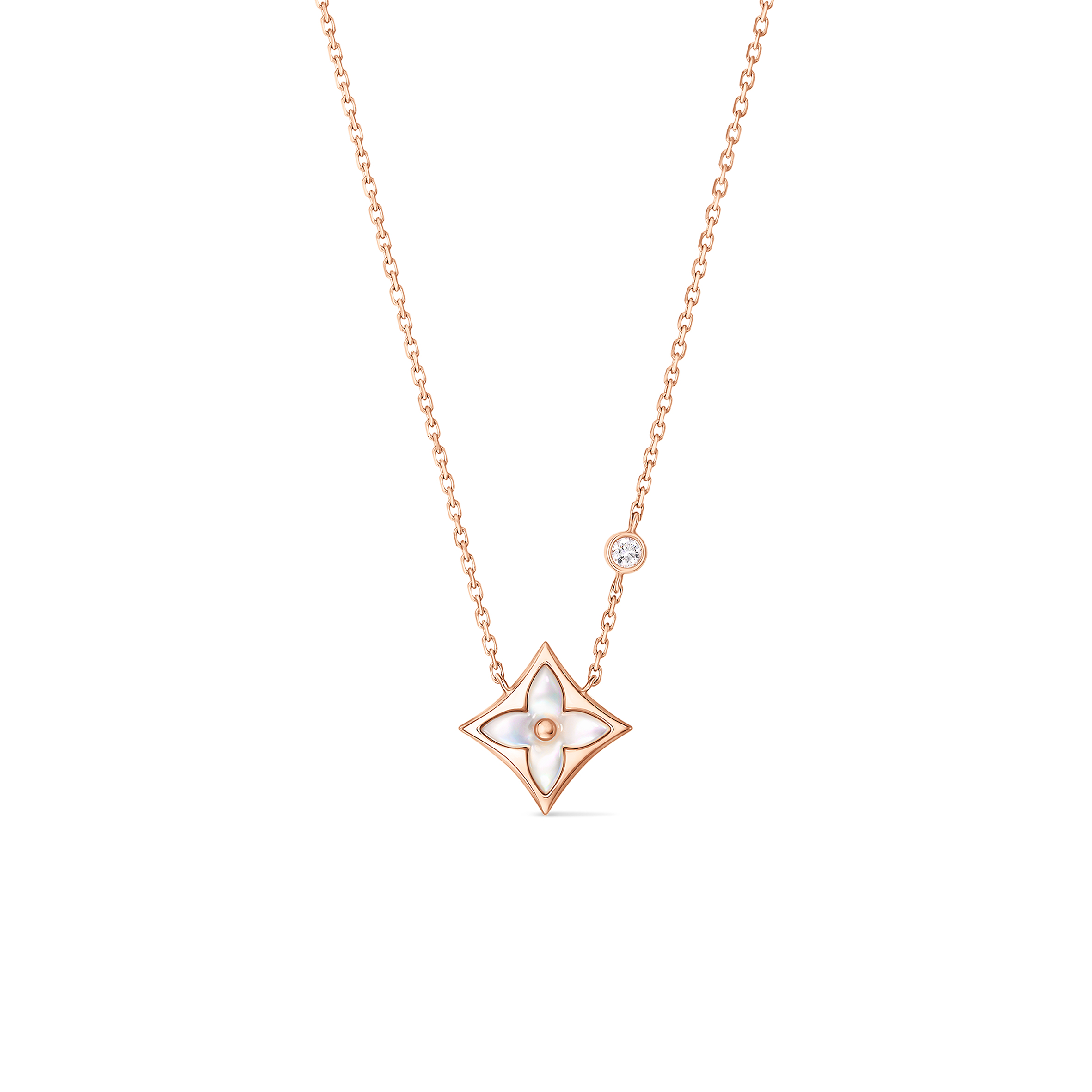 l**is v*t*n colour blossom bb star pendant, pink gold, white mother-of-pearl and Di*m*nd q93892